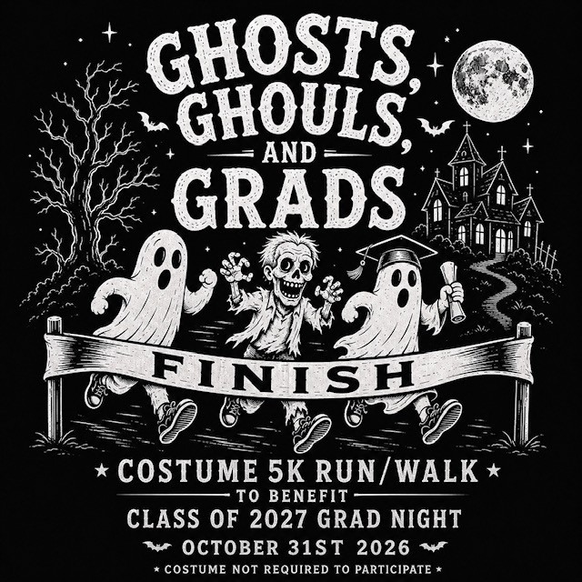 Ghosts, Ghouls, and Grads logo